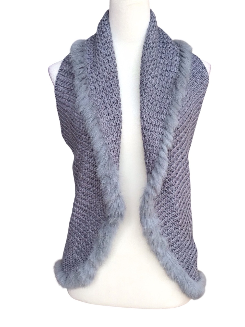 Love Token Sweater Vest Rabbit Fur Trim